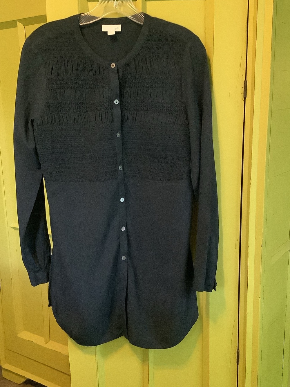 Navy Button-Front Long Cardigan